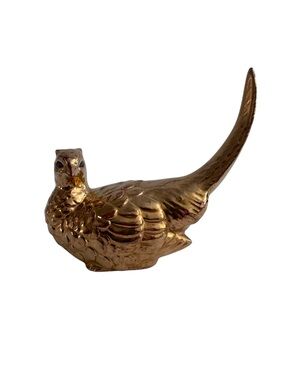Vintage OMC Japan Gold Pheasant Bird Figurine MCM Hollywood Regency Decor